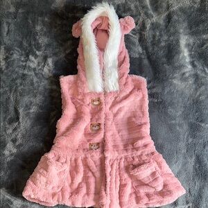 Little Lass Pink Hooded Vest with Bear Ears